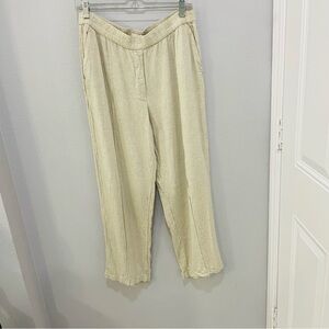 Abercrombie & Fitch Beige Linen Blend Knit Fabric Pull On Pants Womens Size L